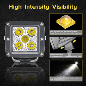 LED Cube Lights, 100W 3 Inch LED Pods Light Cree LED Driving Lights Spot Flood LED Work Light Off Road Light Cube Fog Lights for Trucks ATV UTV SUV Car Boat