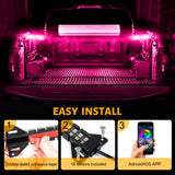 4PCS RGB LED Truck Bed Lights Kit APP Control for Cargo, Pickup Truck, SUV, RV, Boat