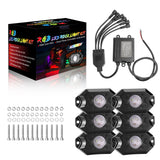 6 pods RGB LED Rock Lights Kit for Car Truck Atv Rzr Utv Suv Off Road