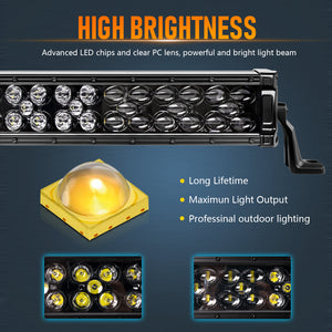 50 Inch LED Light Bar Off-Road for Truck, Car, Boat, Dual Row IP68 Waterproof, Compatible with Jeep, UTV, ATV, 4x4