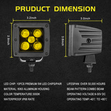 Load image into Gallery viewer, Amber LED Pod Fog Lights 3 Inch 100w for Truck, Jeep, and Off-Road, IP68 Waterproof