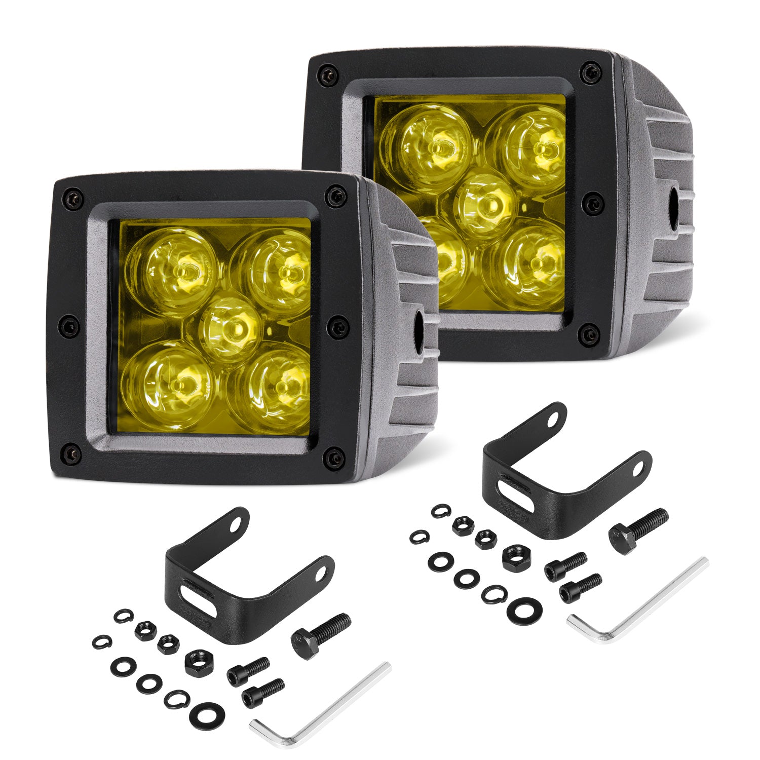 Amber LED Pod Fog Lights 3 Inch 100w for Truck, Jeep, and Off-Road, IP   YCHOW-TECH