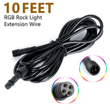 10FT 4Pin Extension Cable Cord Wire for 4 & 6 & 8 Pods RGB Multicolor LED Rock Lights Kits
