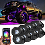 RGB LED Rock Light Kit for Truck, Jeep, UTV, ATV, and Off-Road, Bluetooth Wireless Control Coloring Changing