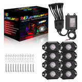 8 pods RGB LED Rock Lights Kit for Car Truck Atv Rzr Utv Suv Off Road
