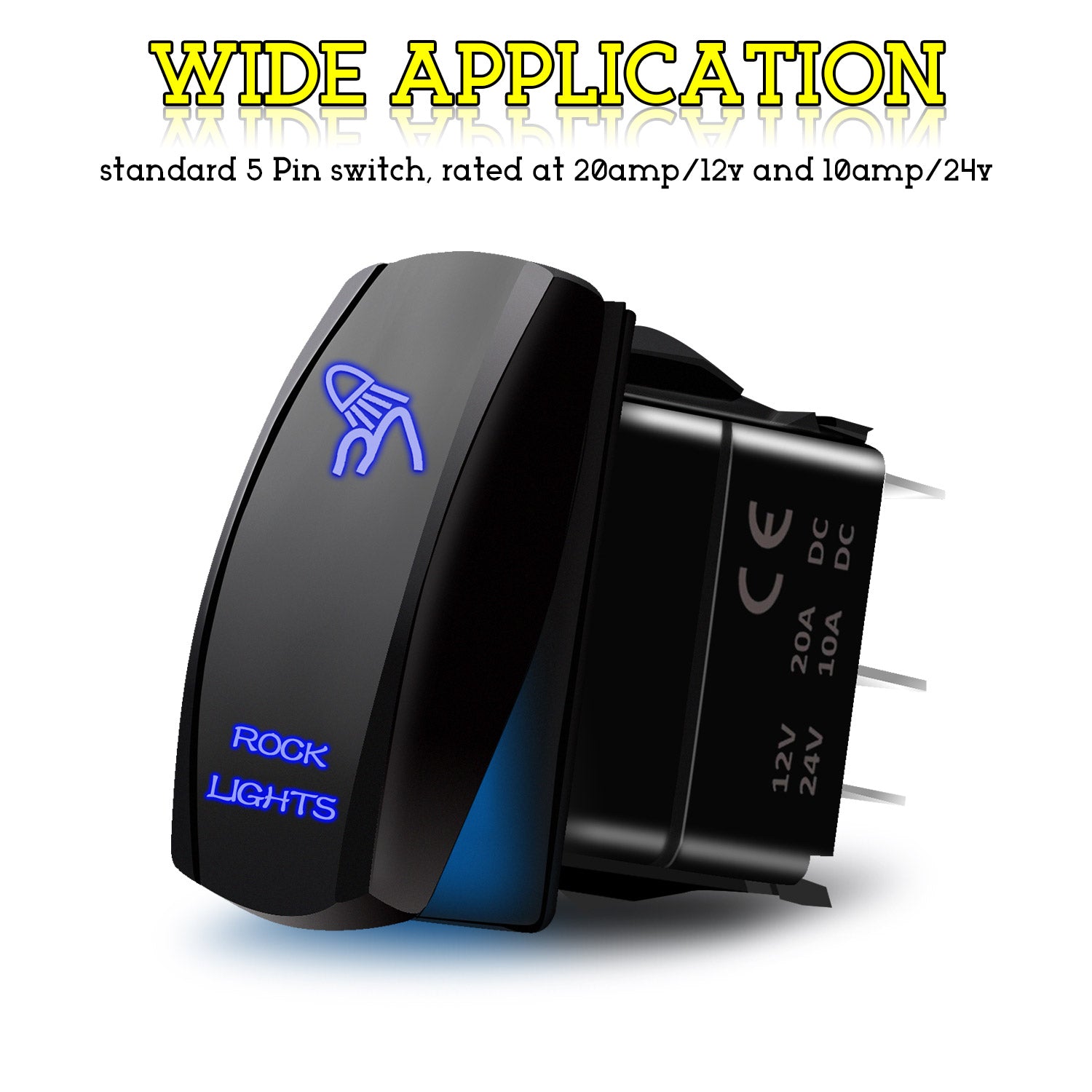 Blue Light Rocker Switch Mini Rocker Switch 12V 20A 5 pin – YCHOW-TECH