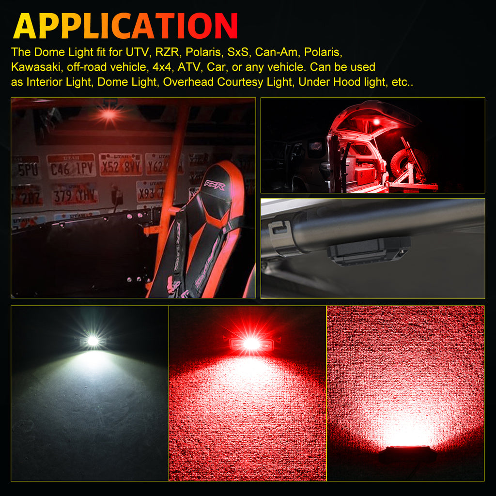 UTV Dome Light with Switch Roll Bar Mount for UTV ATV Polaris RZR Can