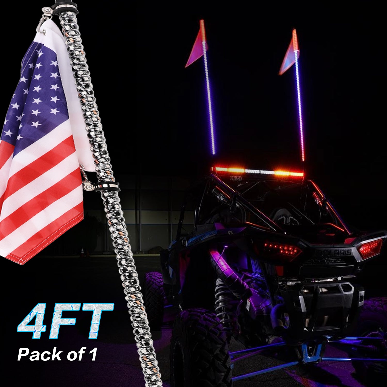 Whip Lights True Mods 4ft RGB LED Whip Light For UTV ATV [RF Wireless ...