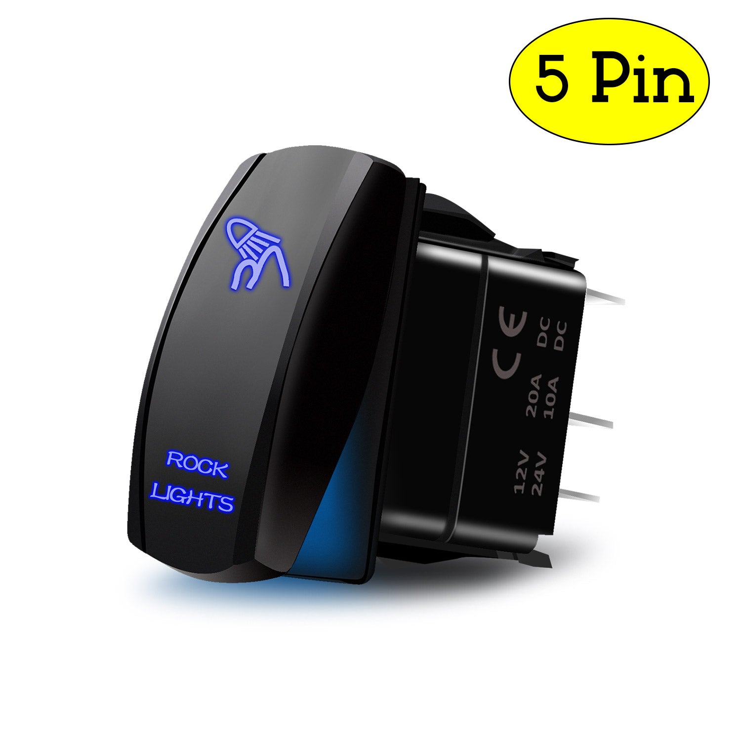 Blue Light Rocker Switch Mini Rocker Switch 12V 20A 5 pin – YCHOW-TECH
